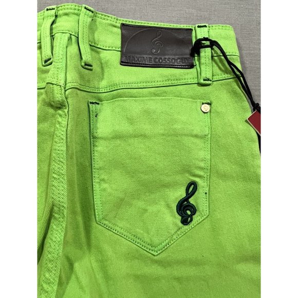 Maxime Cossoguy Jeans‎ Womens 28 Green Denim Pocketed Belted Zip Ladies 28x34 - Picture 8 of 14